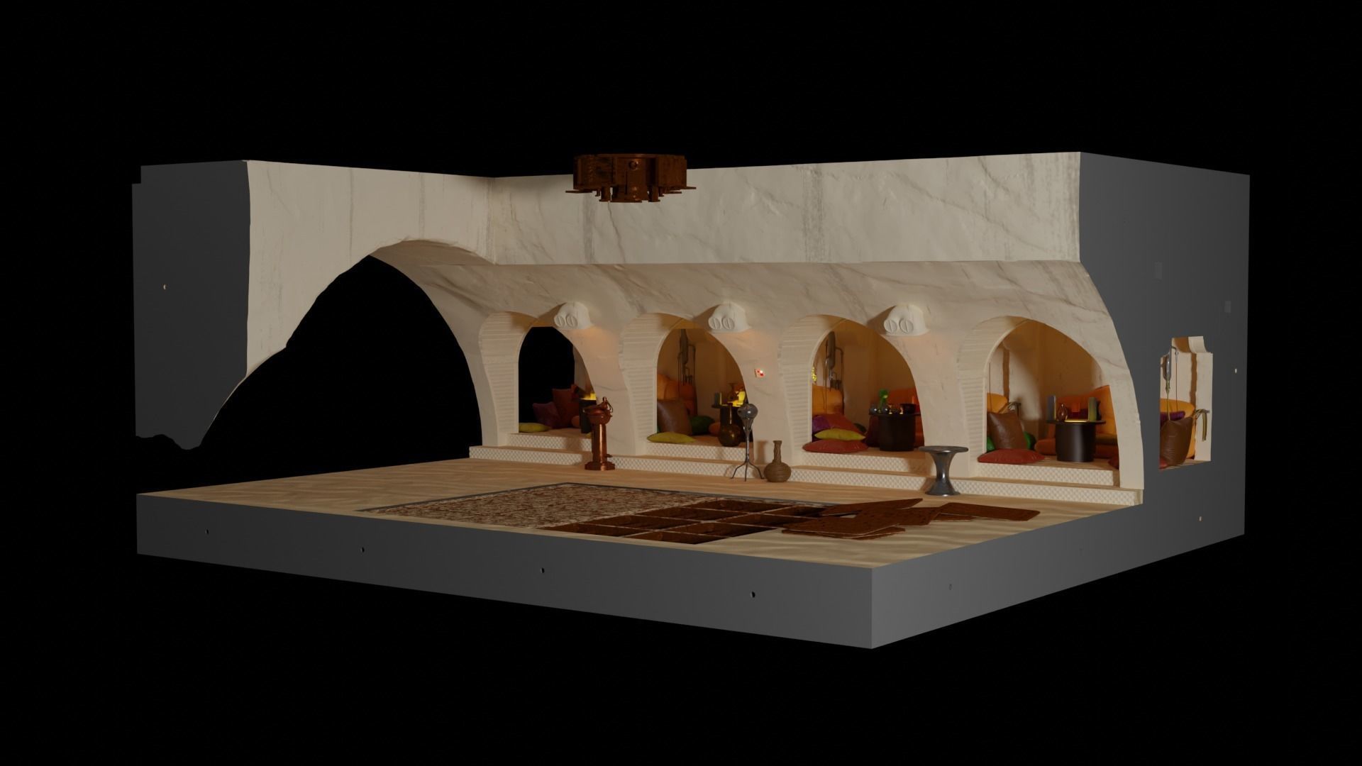 Jabbas Throne Room - Hangout area - Complete set 1-6 scale 3D Model Collection_1