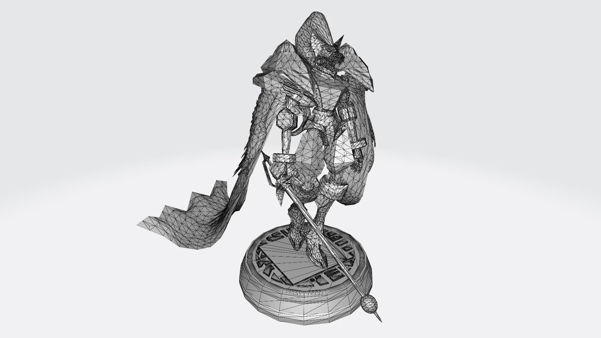 Leopardmon X statue of woman holding sword 3D print model_7