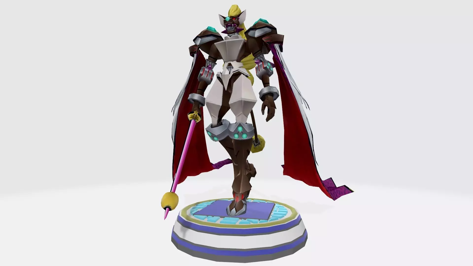 Leopardmon X statue of woman holding sword 3D print model_0