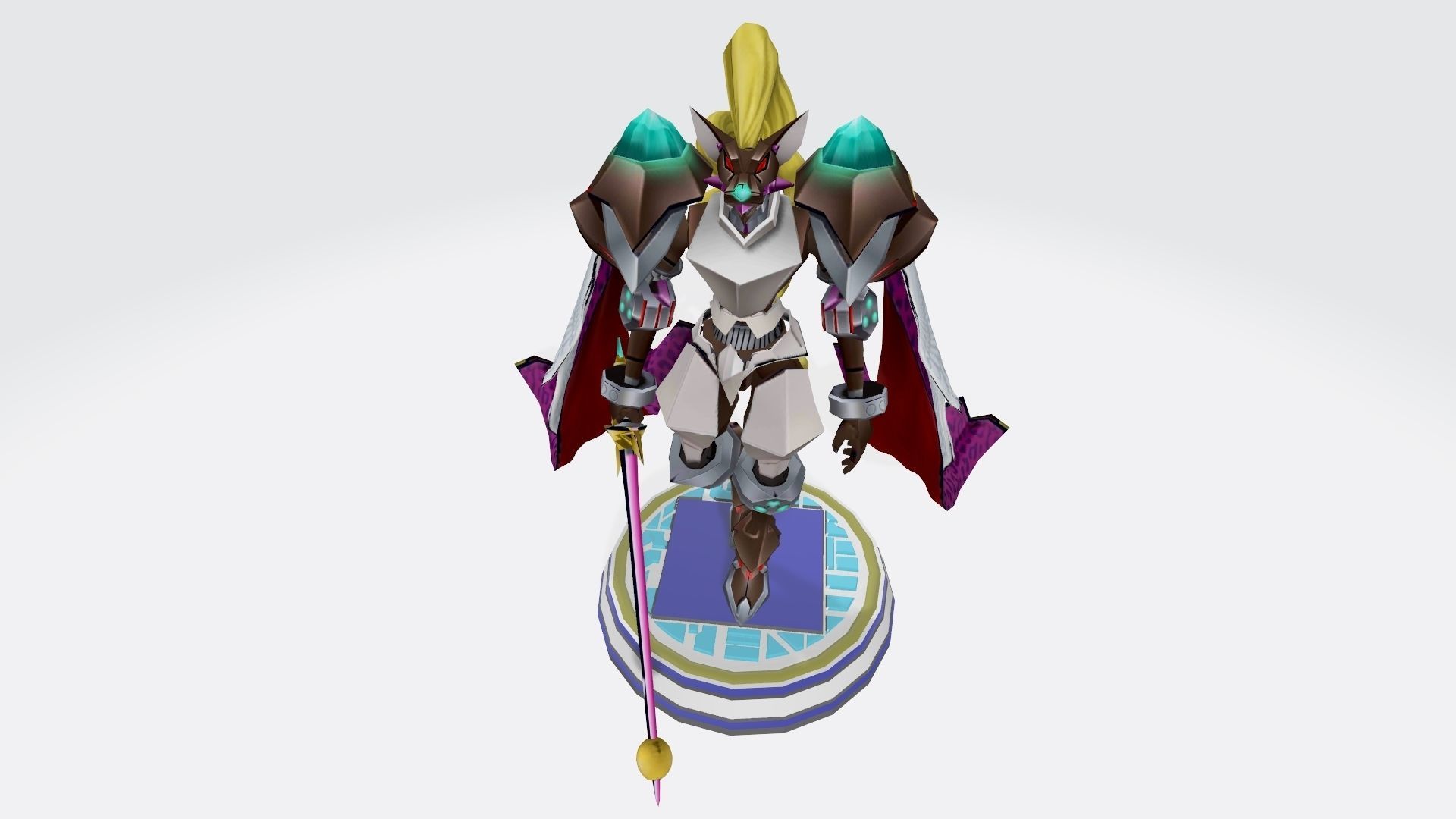 Leopardmon X statue of woman holding sword 3D print model_6