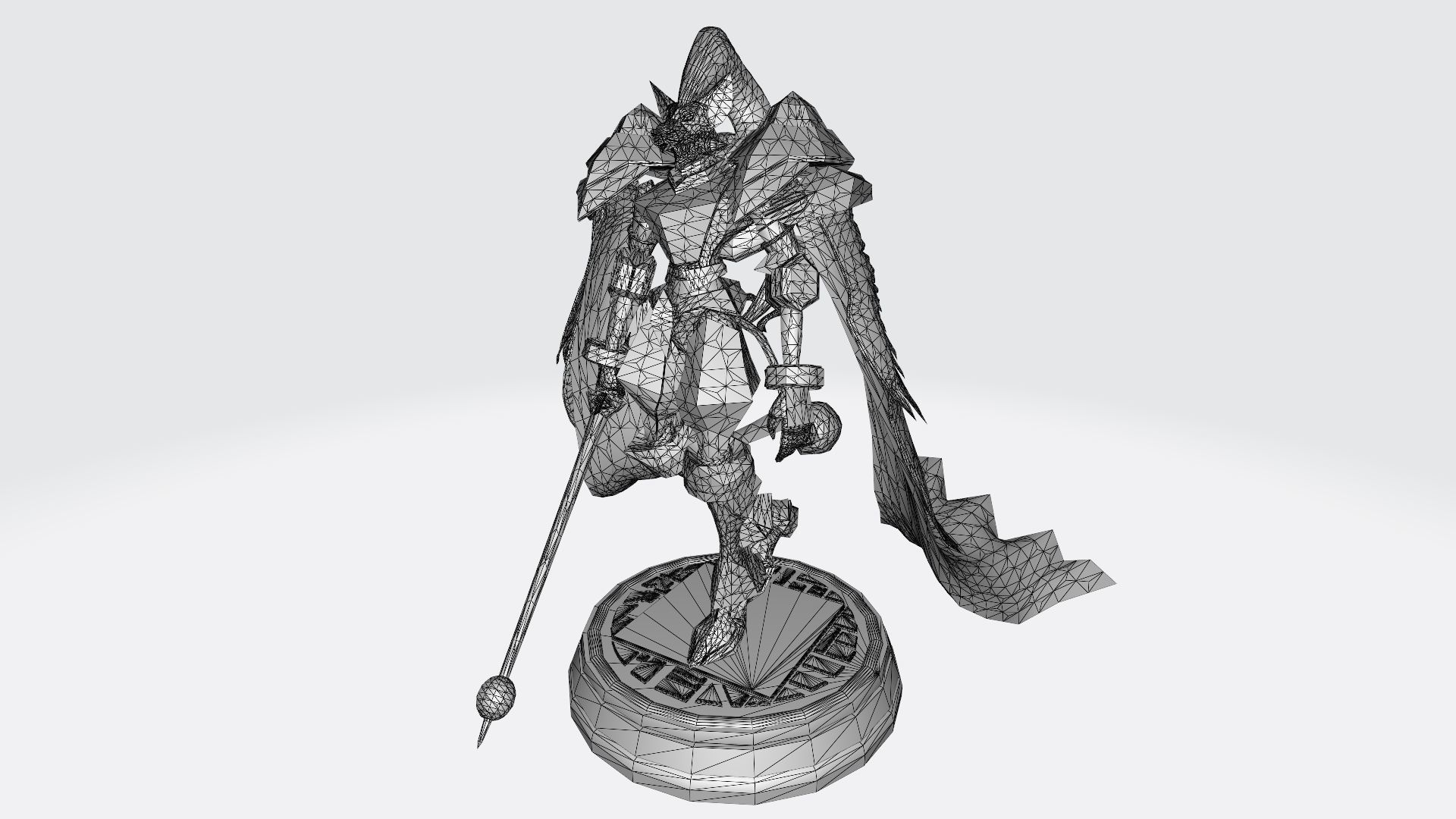 Leopardmon X statue of woman holding sword 3D print model_8