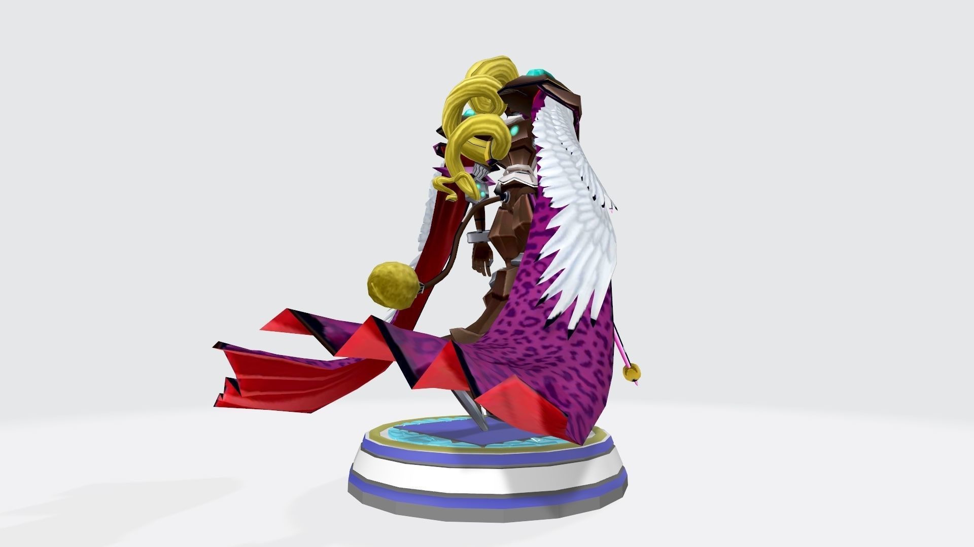 Leopardmon X statue of woman holding sword 3D print model_3