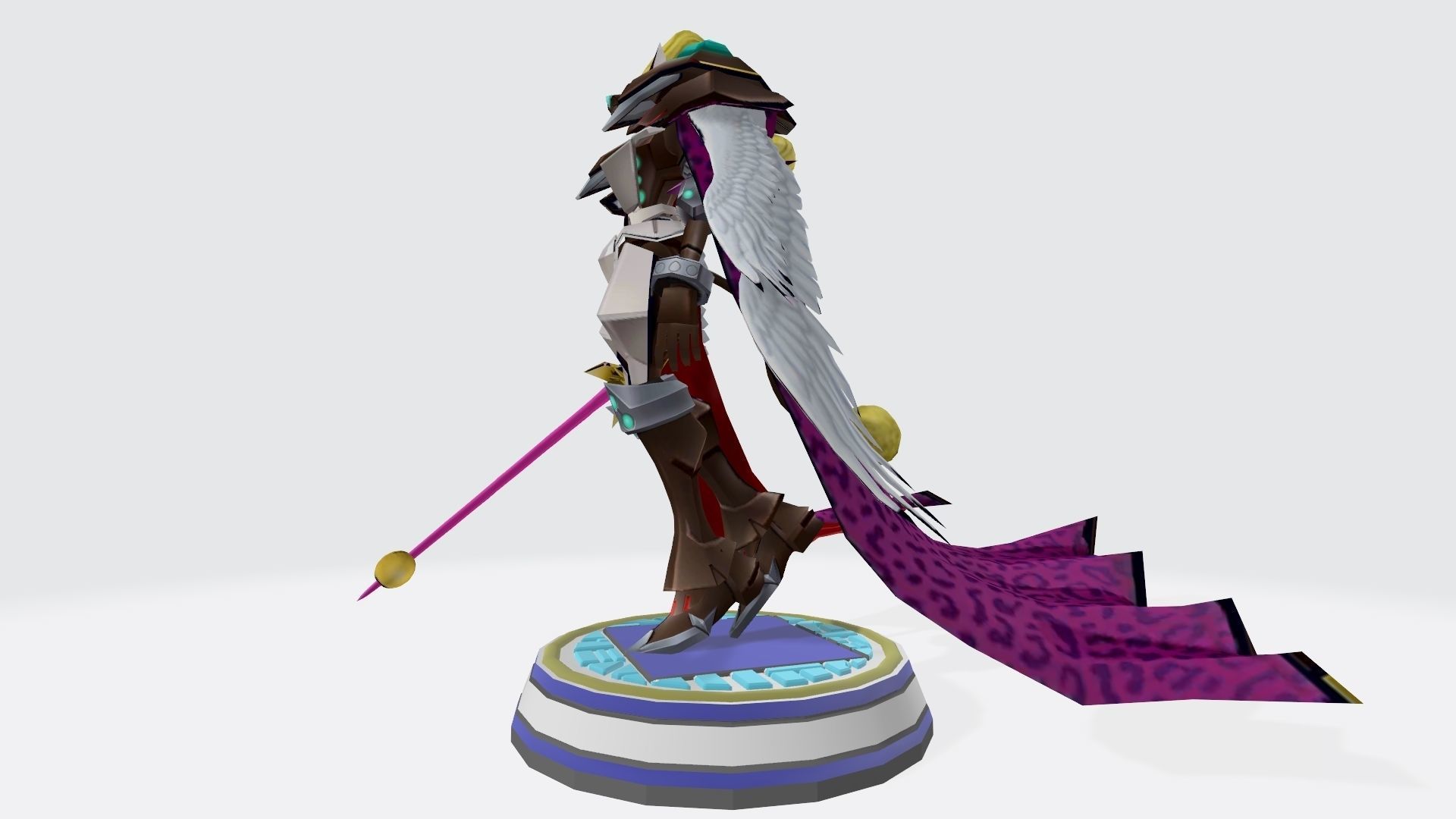 Leopardmon X statue of woman holding sword 3D print model_1