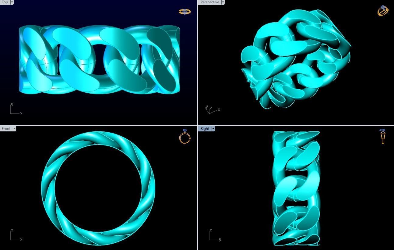 Chain ring - Miami Cuban ring - Link ring - Size 6 3D print model_5