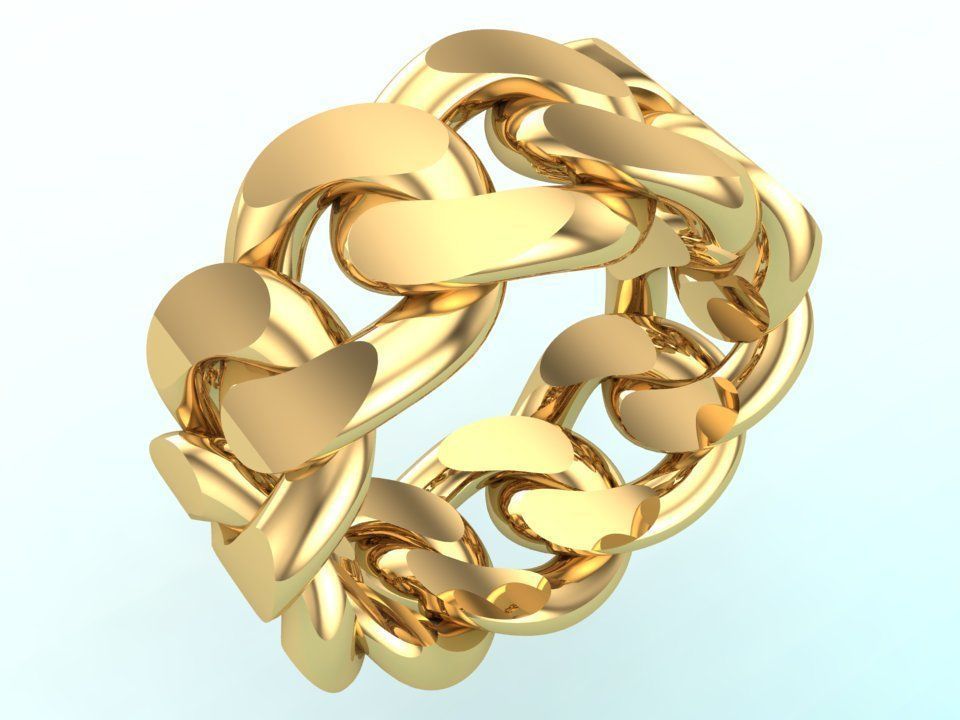 Chain ring - Miami Cuban ring - Link ring - Size 6 3D print model_8