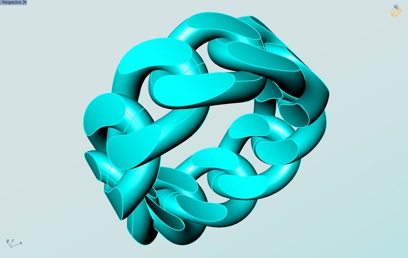 Chain ring - Miami Cuban ring - Link ring - Size 6 3D print model_12