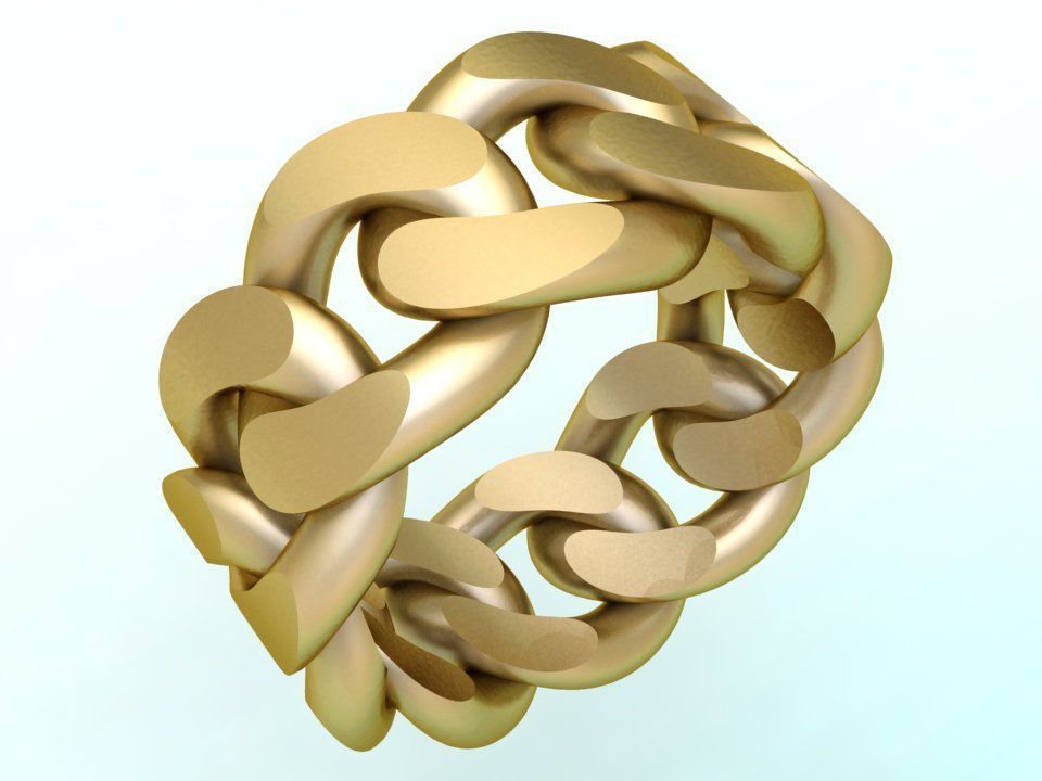 Chain ring - Miami Cuban ring - Link ring - Size 6 3D print model_2