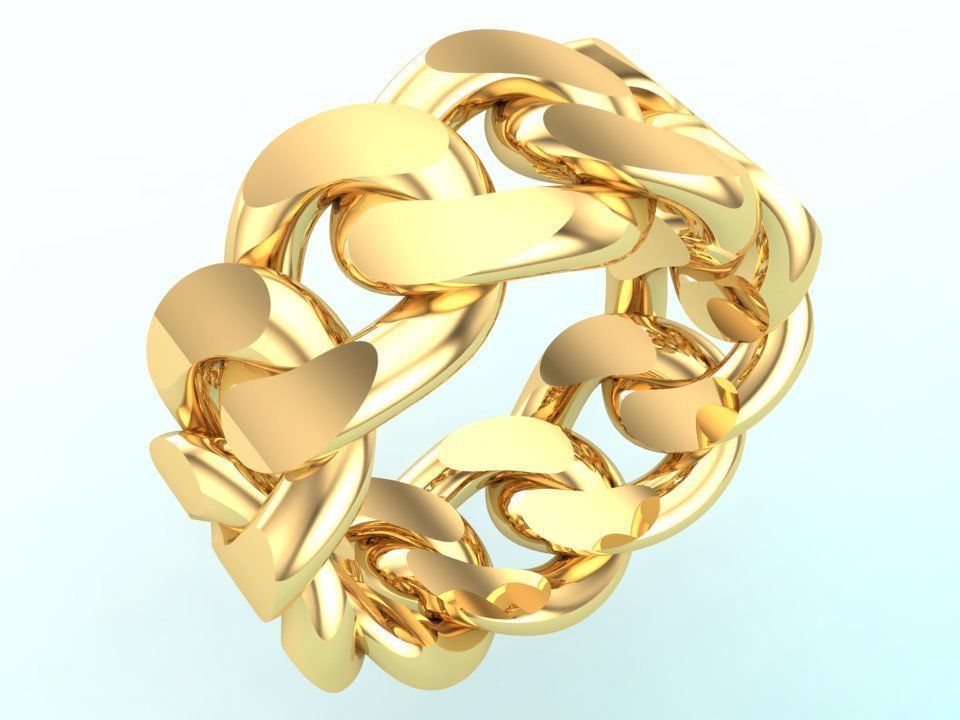 Chain ring - Miami Cuban ring - Link ring - Size 6 3D print model_1