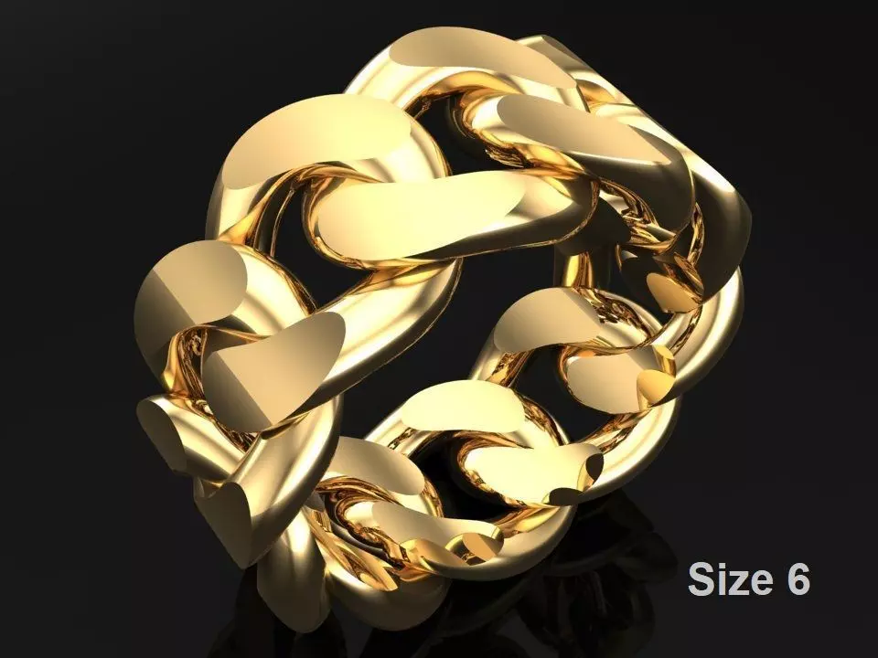 Chain ring - Miami Cuban ring - Link ring - Size 6 3D print model_0