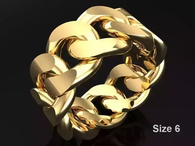Chain ring - Miami Cuban ring - Link ring - Size 6 3D print model Chain ring - Miami Cuban ring - Link ring - Size 6 3D print model