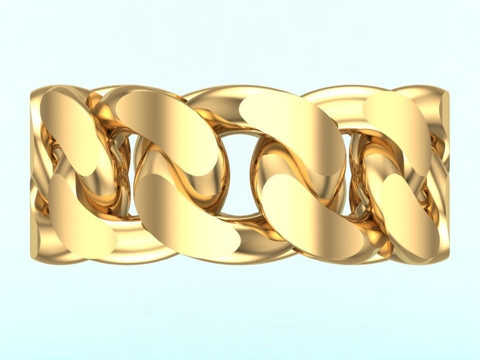 Chain ring - Miami Cuban ring - Link ring - Size 6 3D print model_7