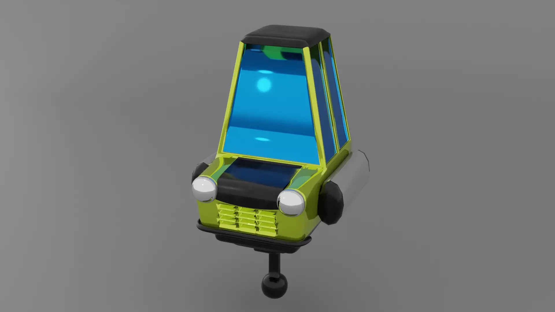 future green car Low-poly 3D model_0