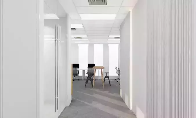 modern office interior scene working area and meeting room