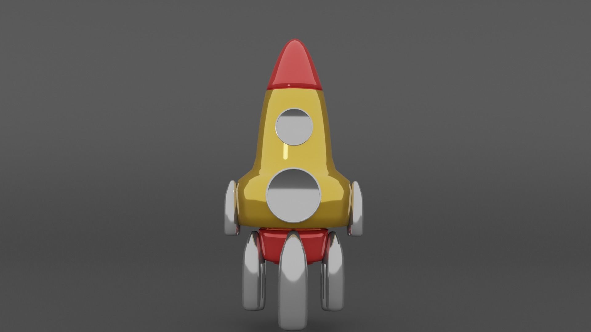 yellow rocket Low-poly 3D model_3