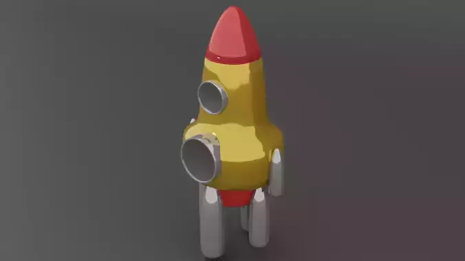 yellow rocket Low-poly 3D model