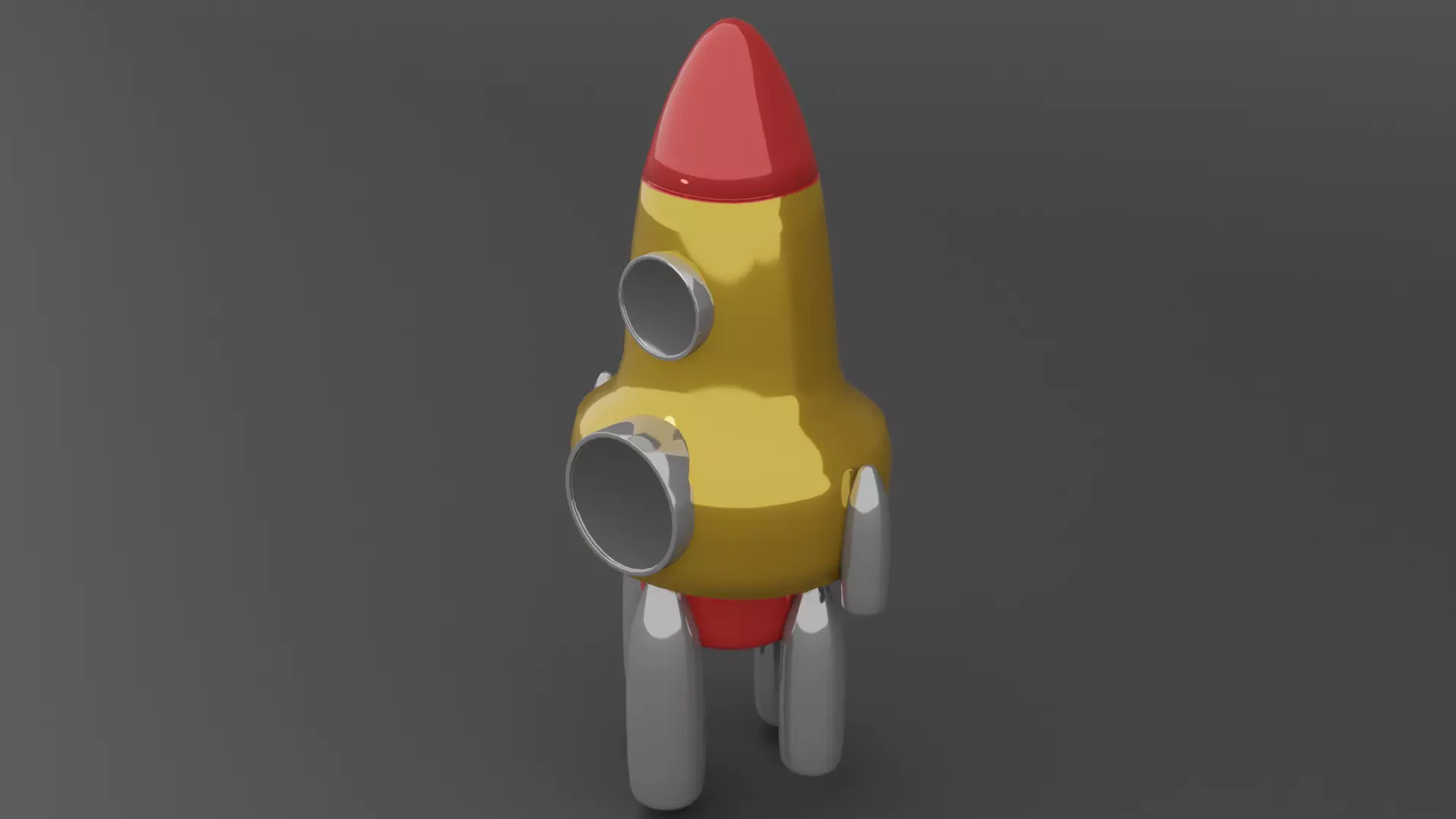yellow rocket Low-poly 3D model_0