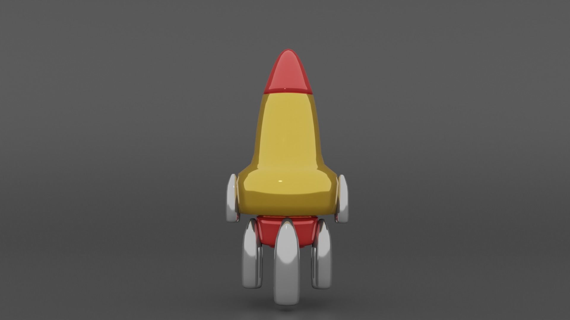 yellow rocket Low-poly 3D model_1