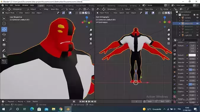 fourarms 3d animated character in computer program