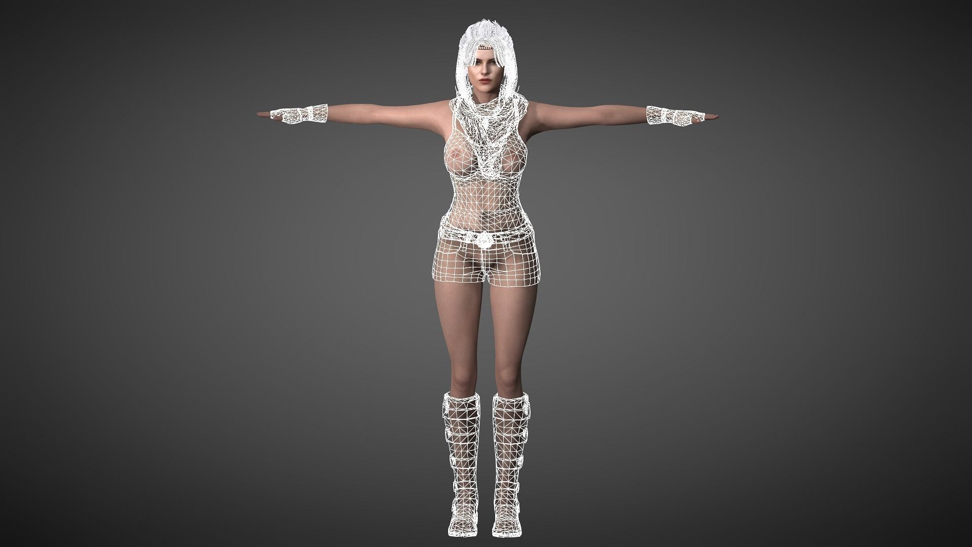 AAA Realistic Female Character 19 Low-poly 3D model_12