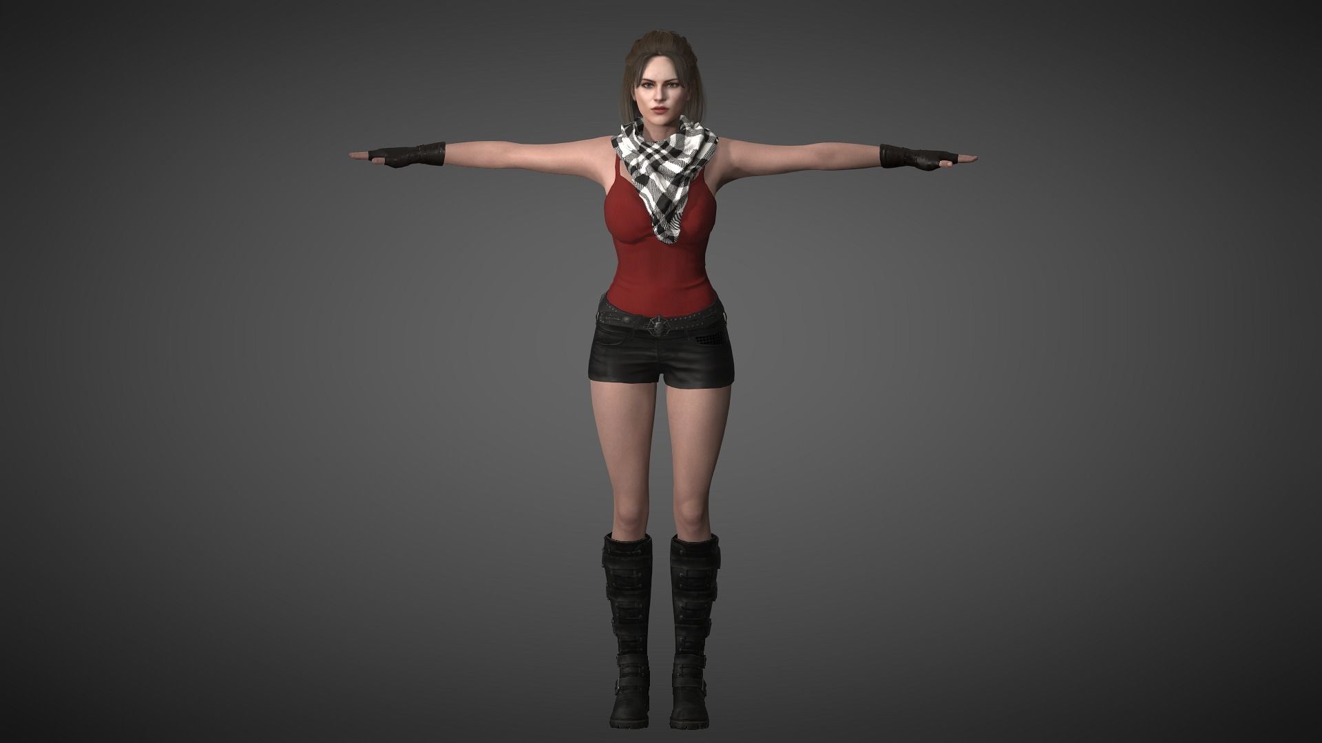AAA Realistic Female Character 19 Low-poly 3D model_10