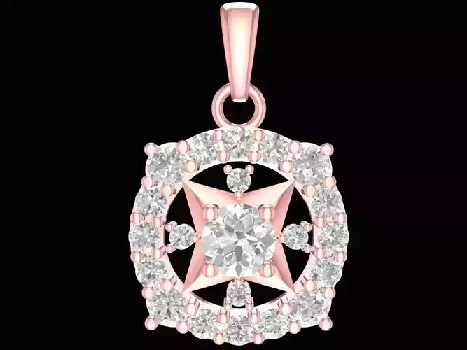 Square Gemstone Pendant for Women 3D Jewelry Model  2406