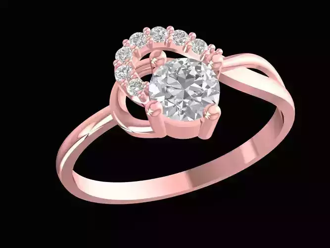 Elegant Solitaire Diamond Engagement Ring 3D Model 2407