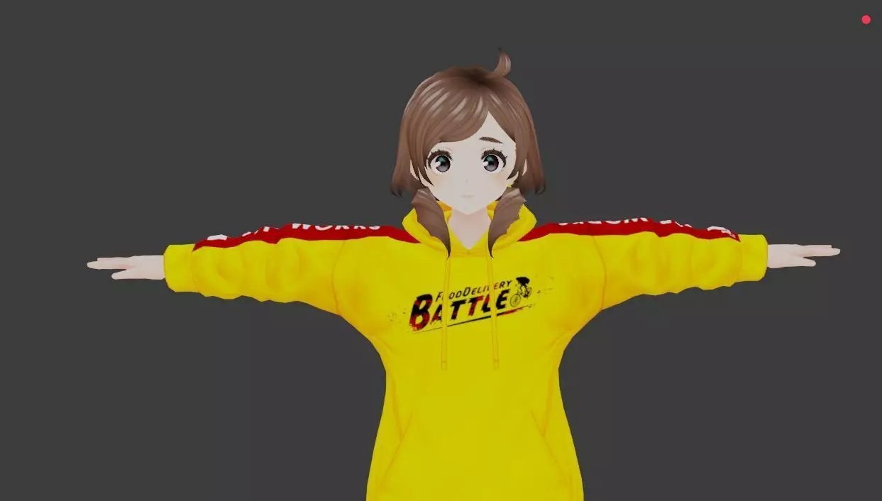 cute anime girl character c1 Low-poly 3D model