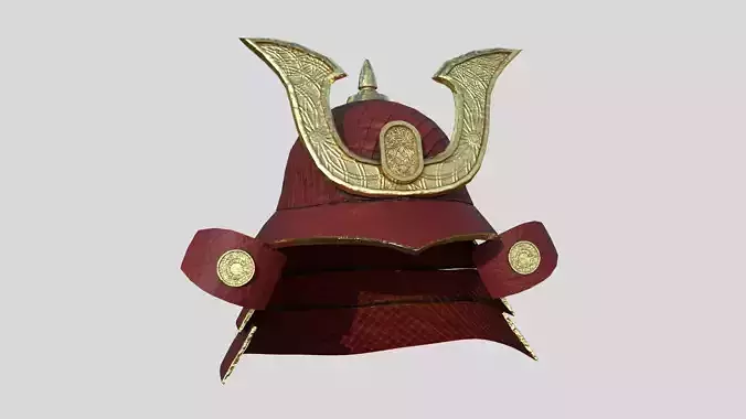 Samurai Helmet 01 - Red Gold - Fantasy Character Design Low-poly 3D model