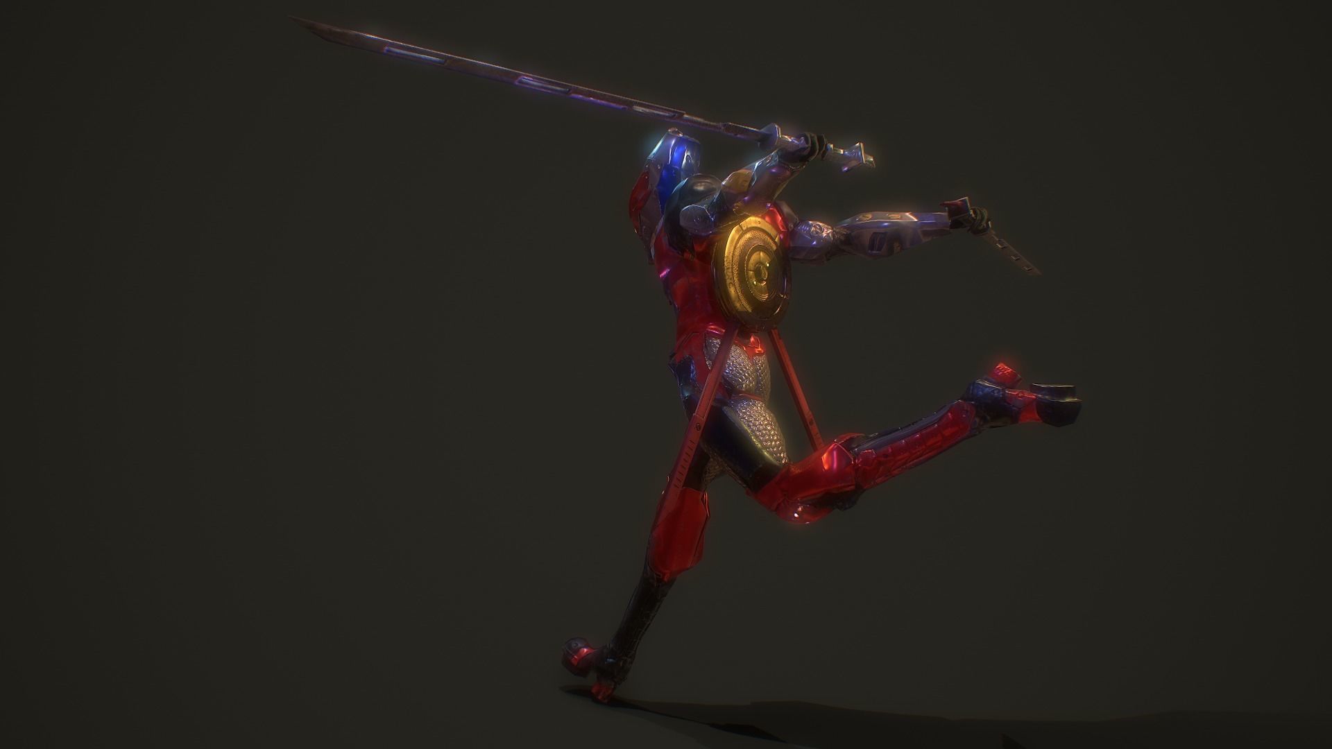 Sci-Fi Armored Warrior Low-poly 3D model_16