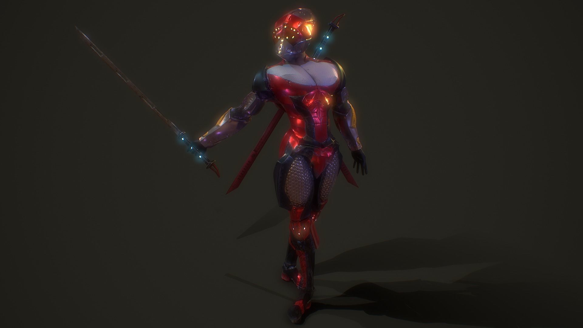 Sci-Fi Armored Warrior Low-poly 3D model_13