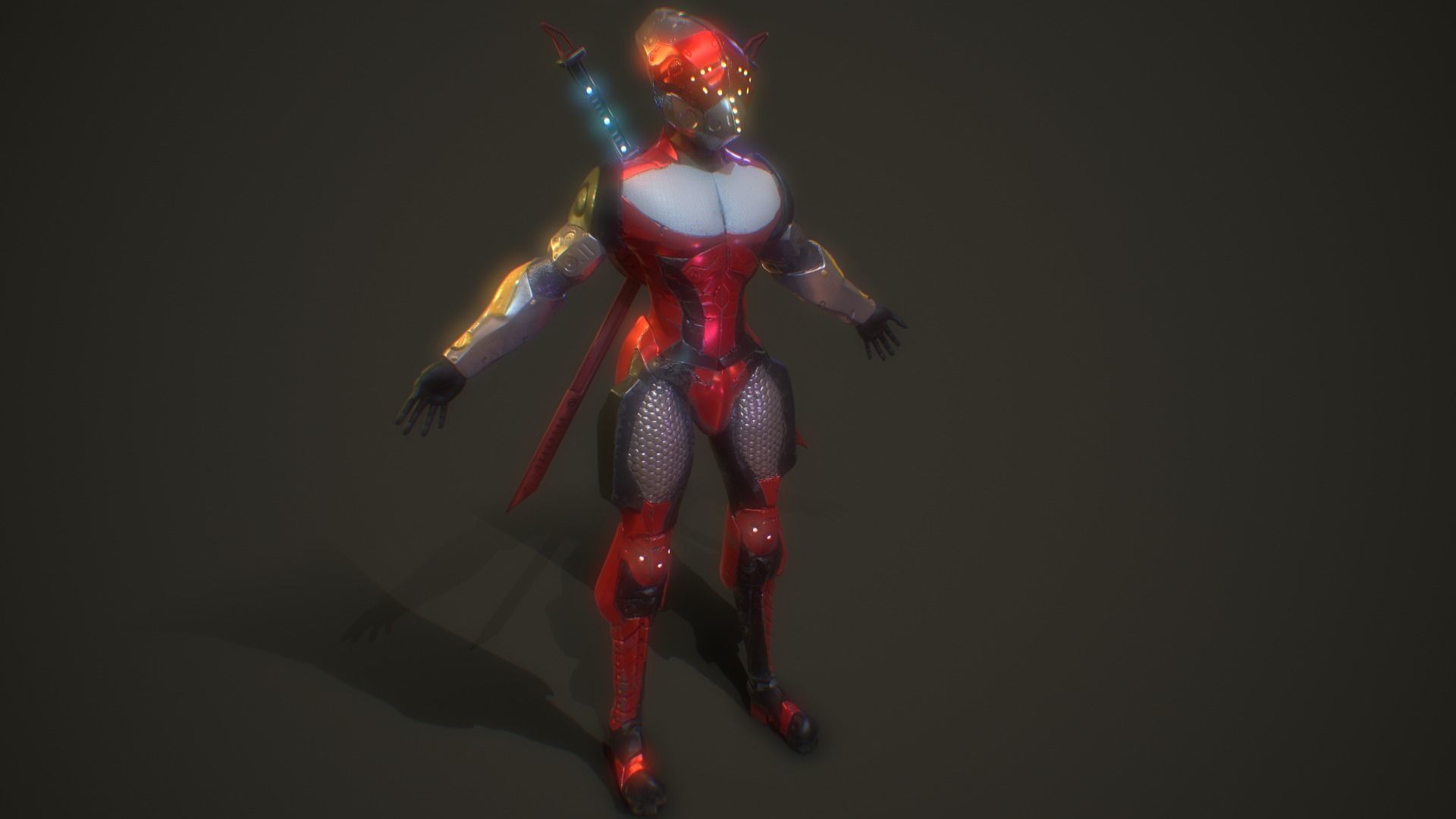 Sci-Fi Armored Warrior Low-poly 3D model_10