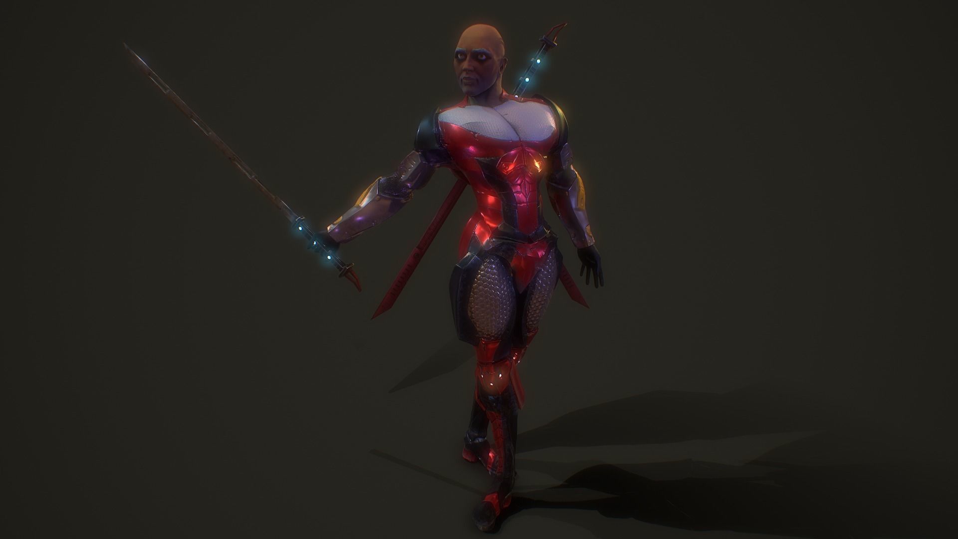 Sci-Fi Armored Warrior Low-poly 3D model_14