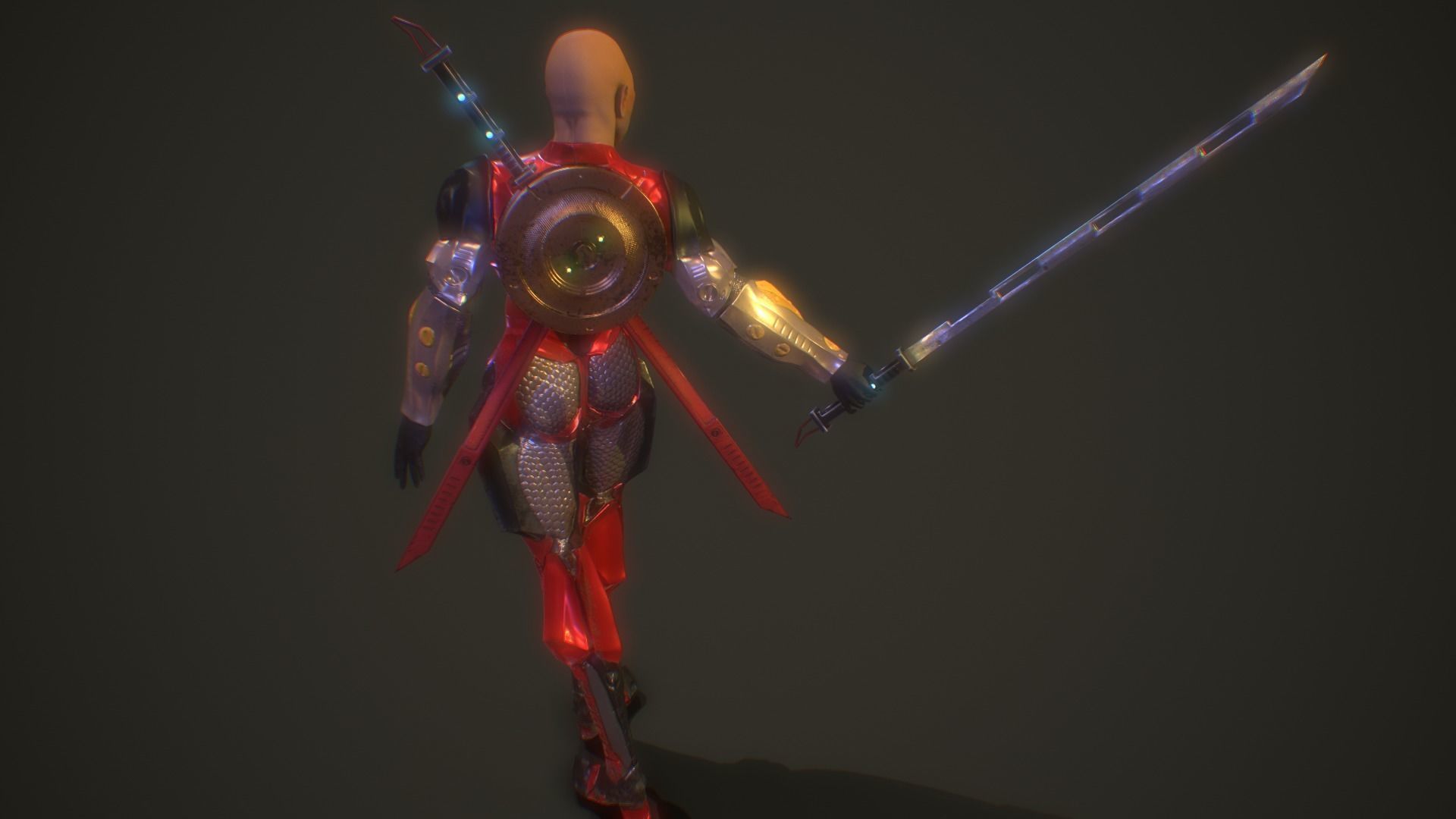 Sci-Fi Armored Warrior Low-poly 3D model_11