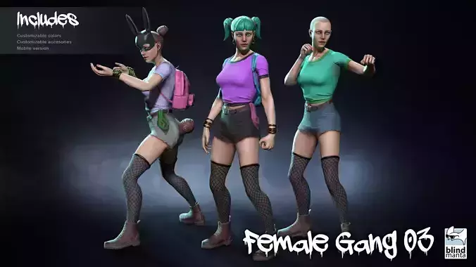 Female Gang 03 Low-poly 3D model