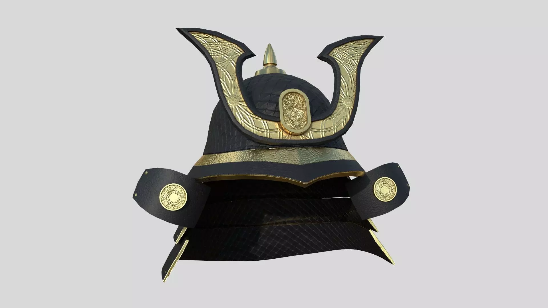 Samurai Helmet 02 Black Gold - Fantasy Character Design Low-poly 3D model