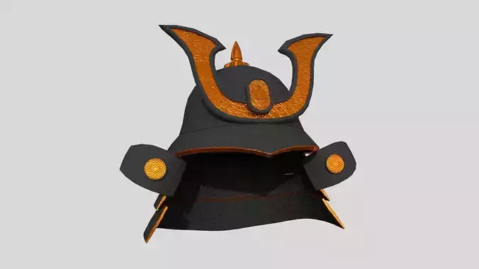 Samurai Helmet 06 - Orange Black - Fantasy Character Design Low-poly 3D model