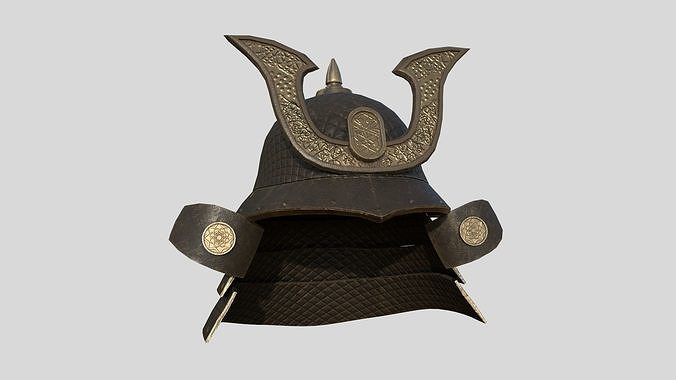 Samurai Helmet 07 Brown - Fantasy Character Design Low-poly 3D model