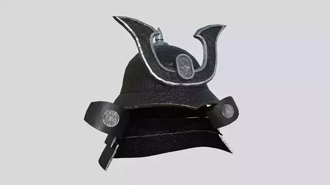 Samurai Helmet 08 Black Metal - Fantasy Character Design Low-poly 3D model