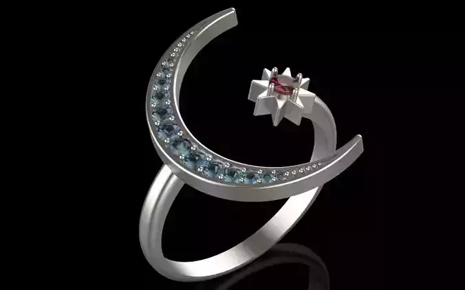 fashion engagement moon ring