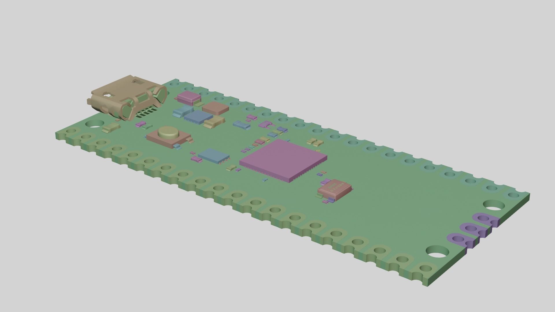 Raspberry pi pico Low-poly 3D model_9