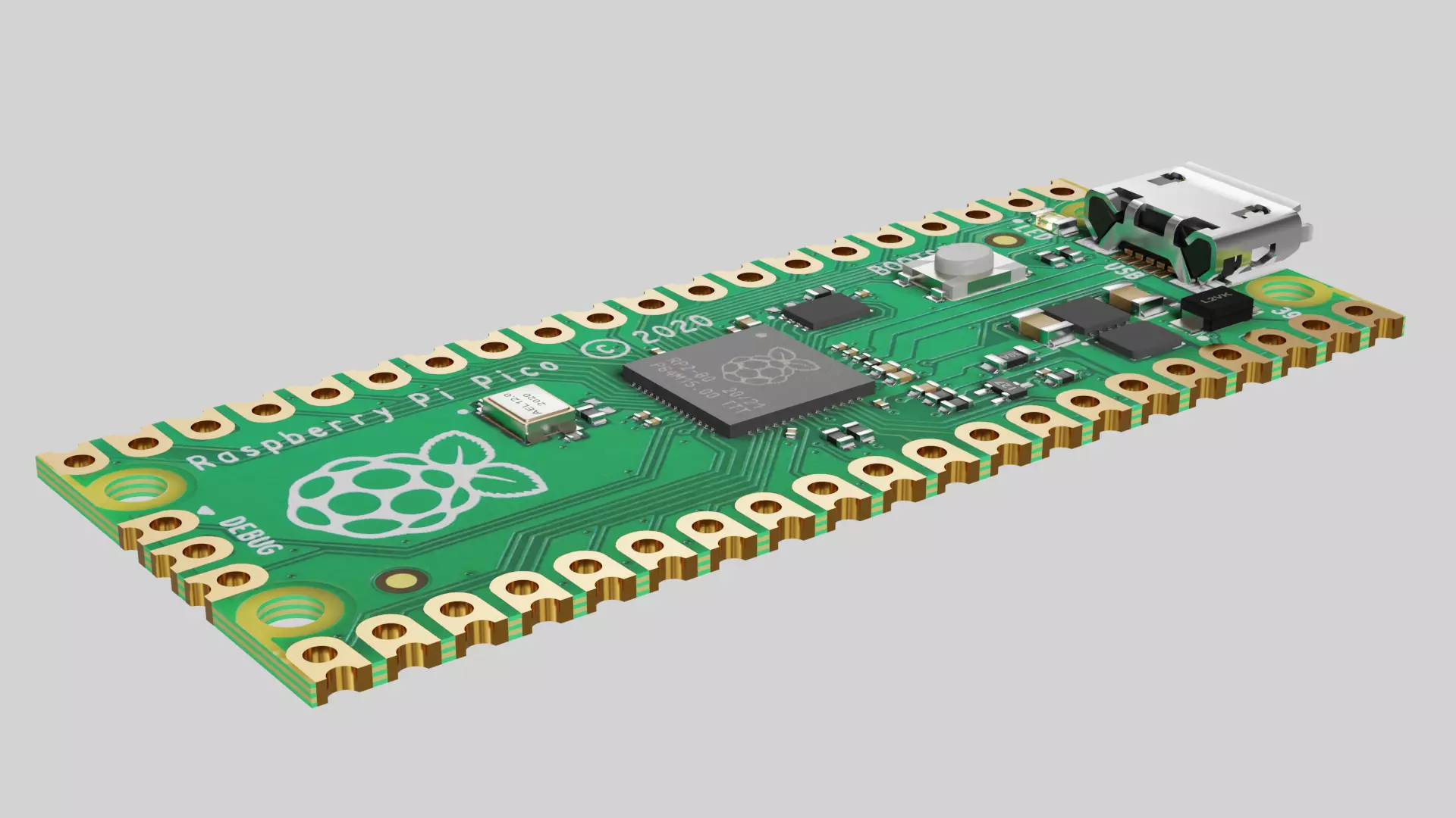 Raspberry pi pico Low-poly 3D model_0
