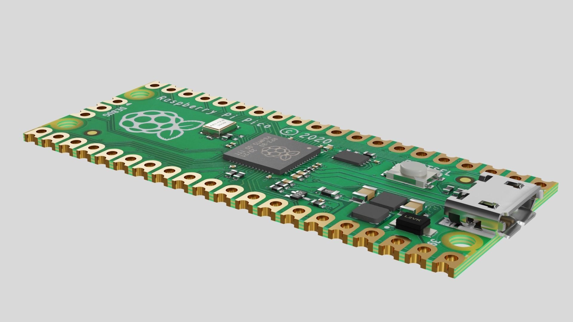 Raspberry pi pico Low-poly 3D model_5