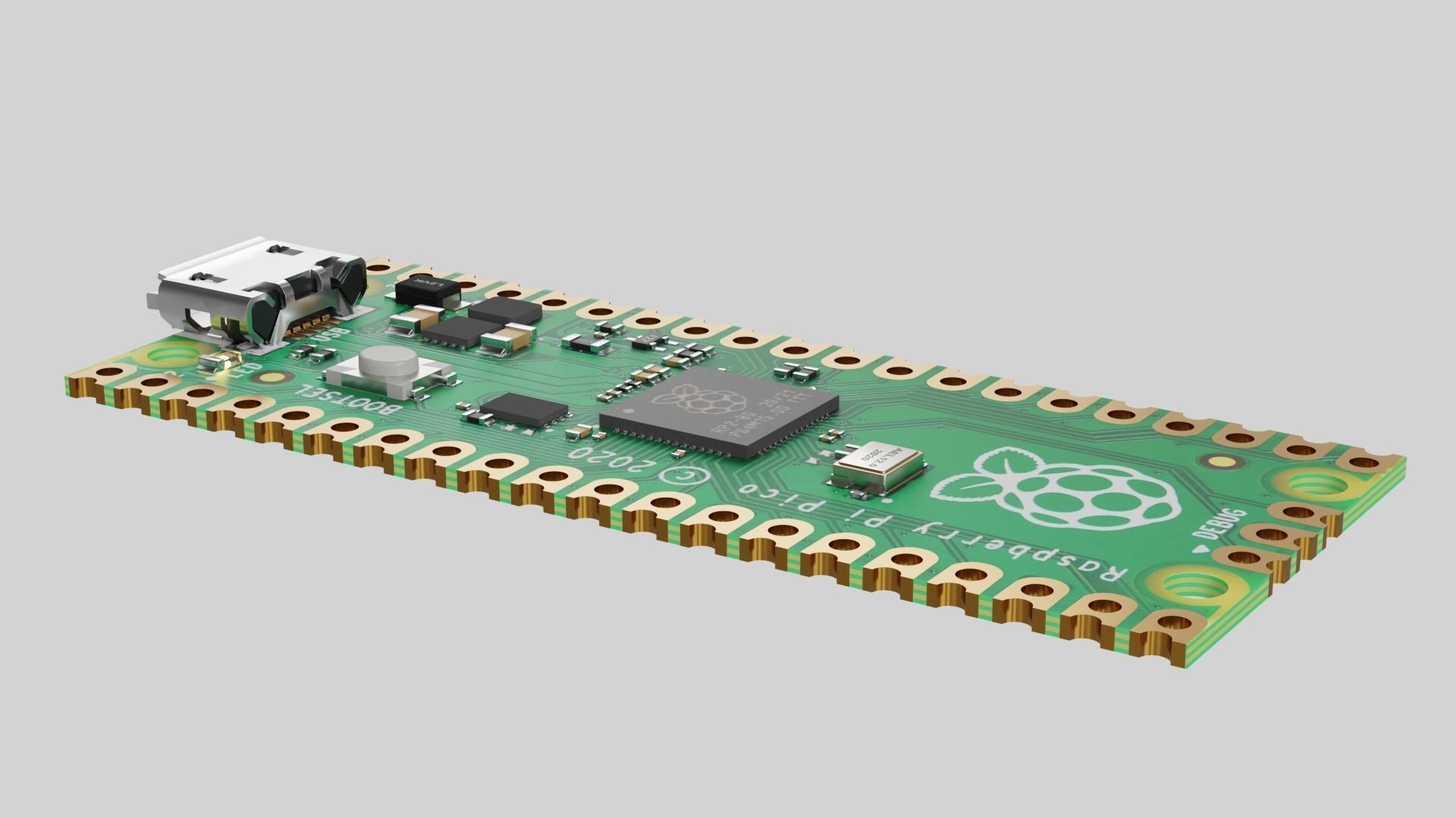 Raspberry pi pico Low-poly 3D model_4