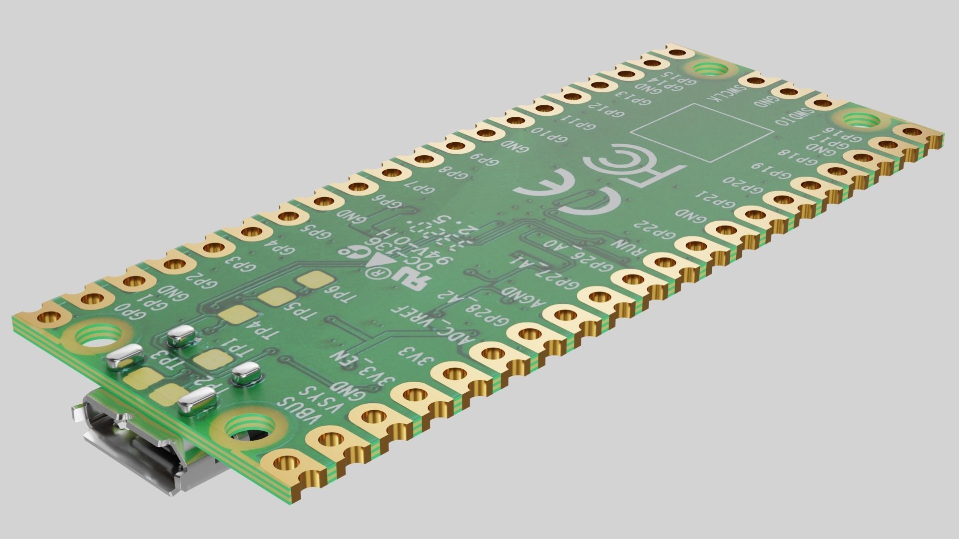 Raspberry pi pico Low-poly 3D model_1