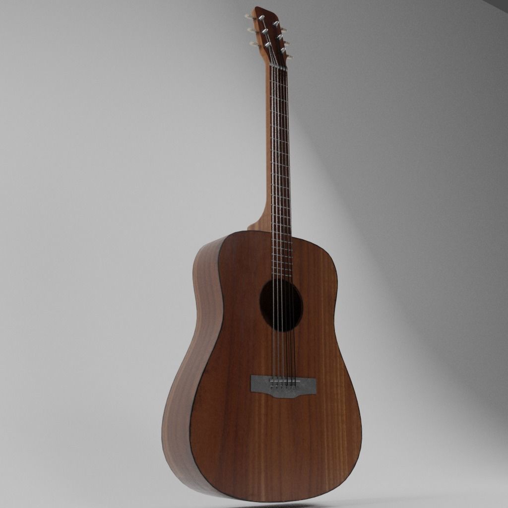 Guitar acoustic Low-poly 3D model_2