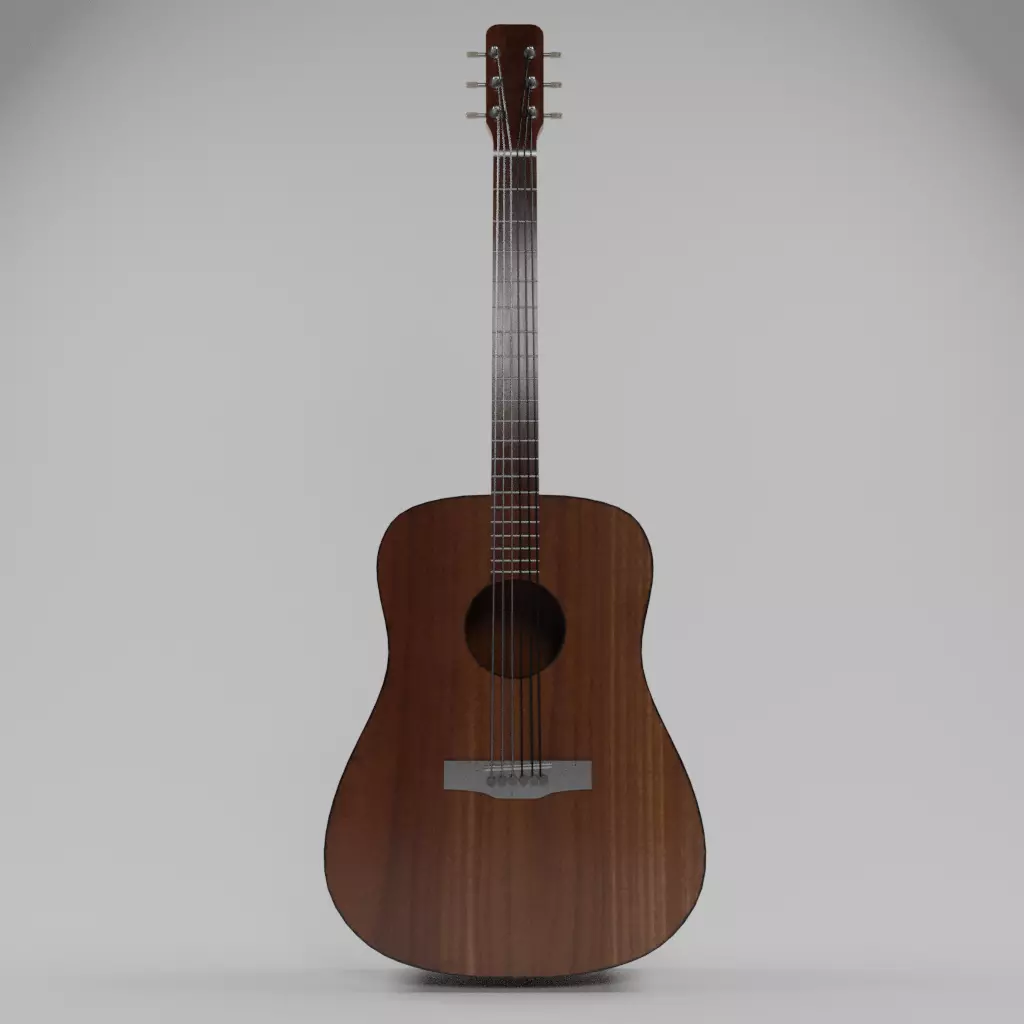 Guitar acoustic Low-poly 3D model_0