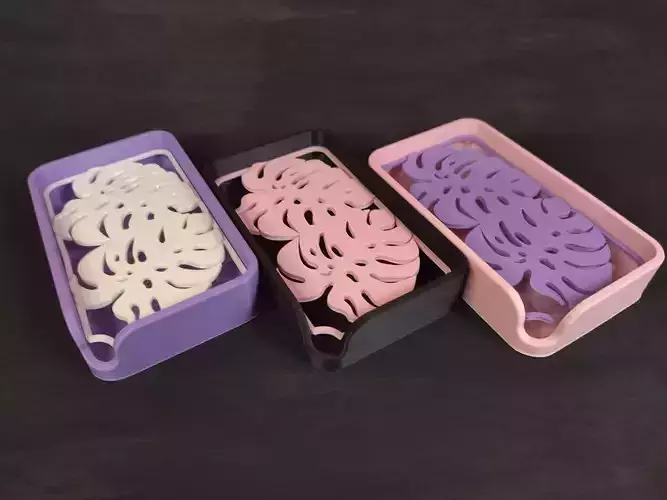 Soap Holder Dish Plant Monstera - 2 Models 3D print model