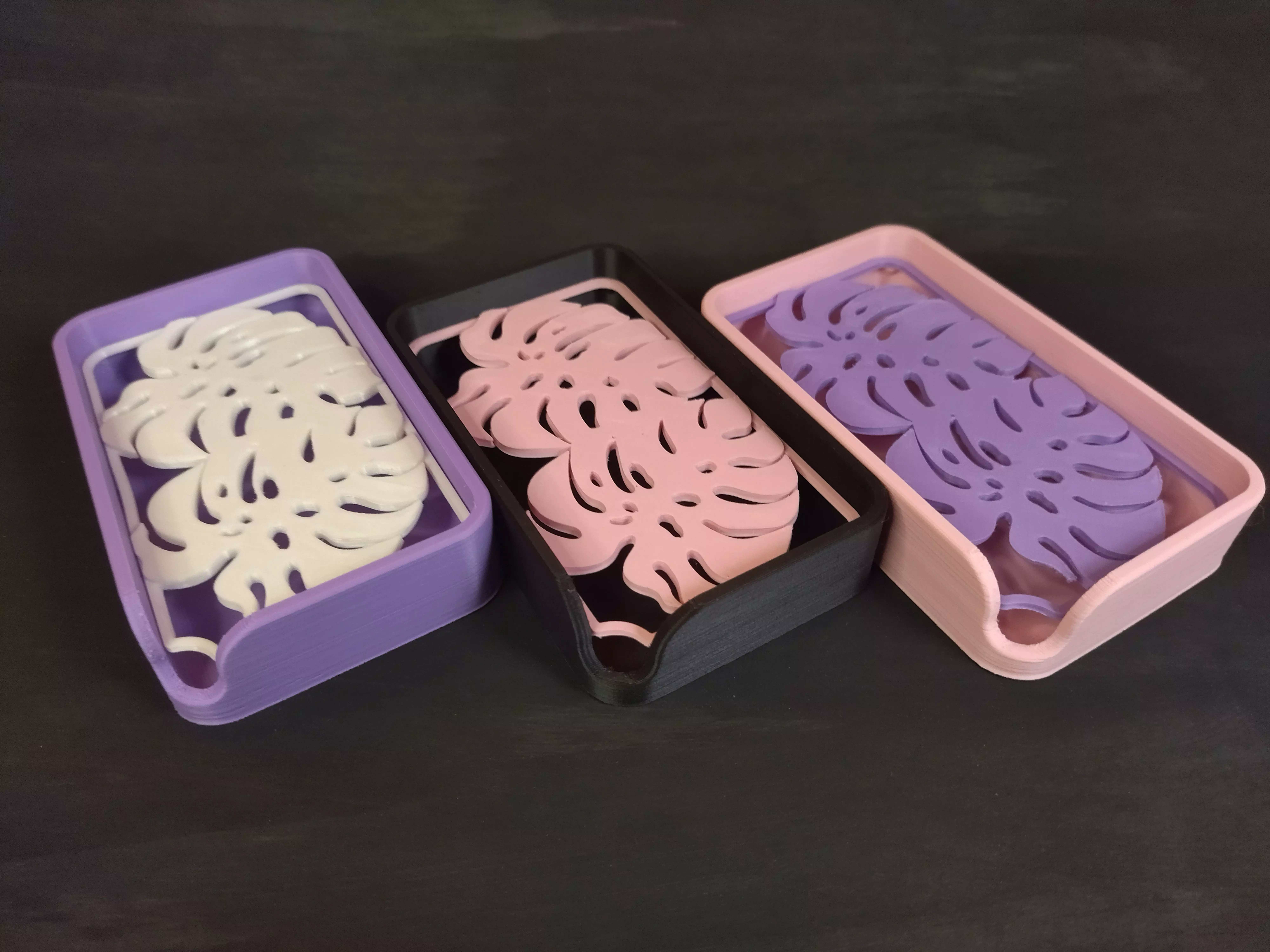 Soap Holder Dish Plant Monstera - 2 Models 3D print model_0