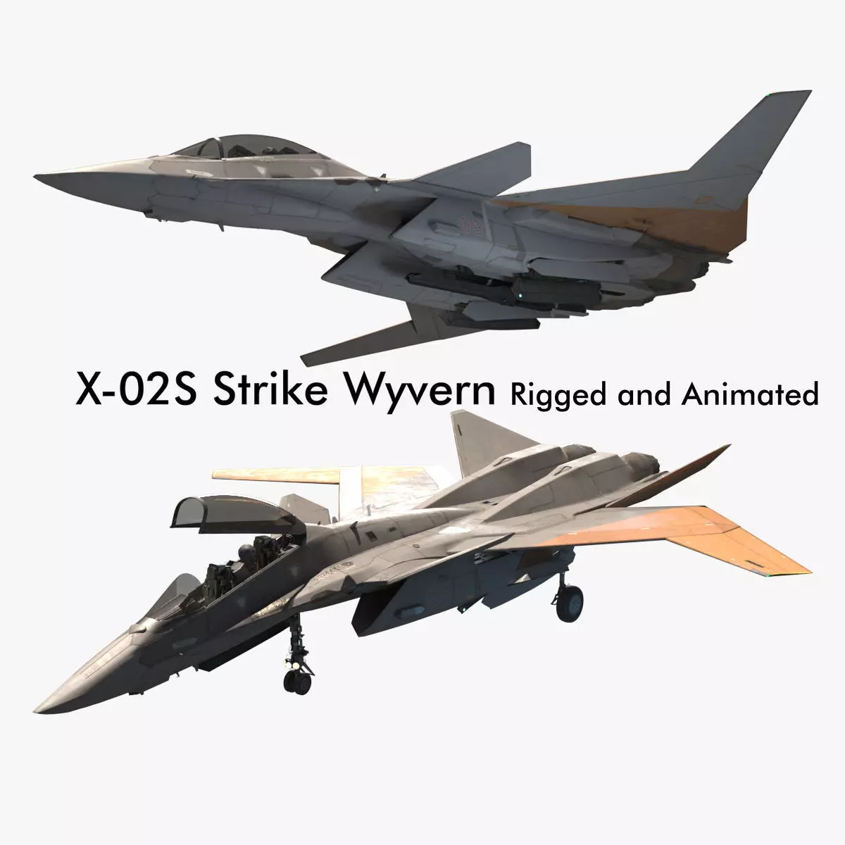 X 02S Strike Wyvern Rigged Animated 3D model