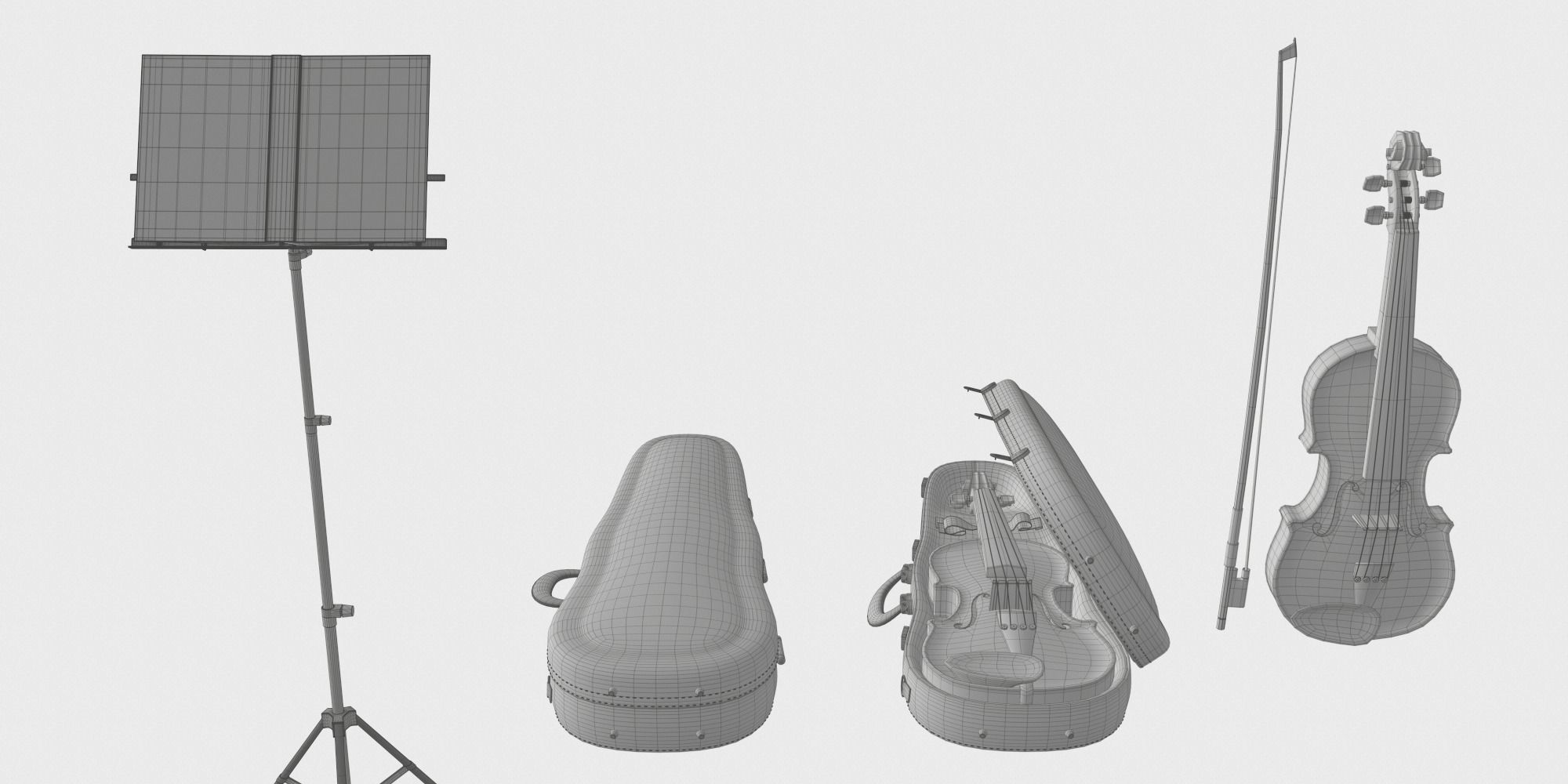 The Violin With Case BLENDER 3D Model Cycles 3D model_2